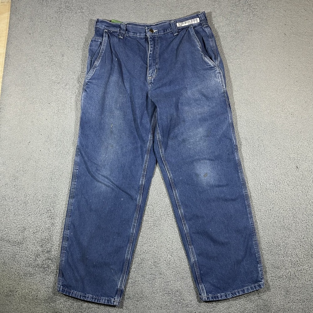 Carhartt Men's Jeans Dungaree Fit Denim Work Pants Blue Cotton 34x30 #3883 - Picture 3 of 9